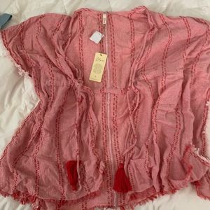 NEW WITH TAGS Elan cardigan beach coverup in coral/salmon color
